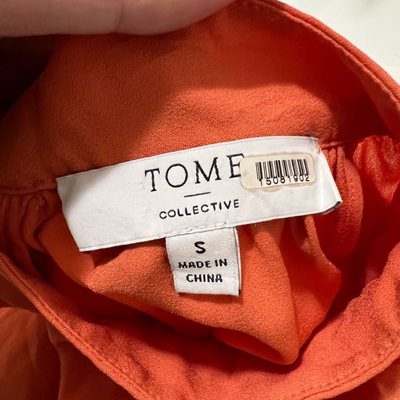 TOME Collective Orange Pleated Dress Size Small $325 - Picture 7 of 7